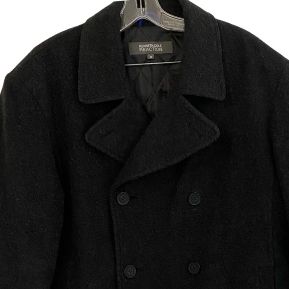 Kenneth Cole Reaction Mens Dk. Grey Double Breasted Wool Blend Pea Coat. Sz-M - Picture 2 of 16